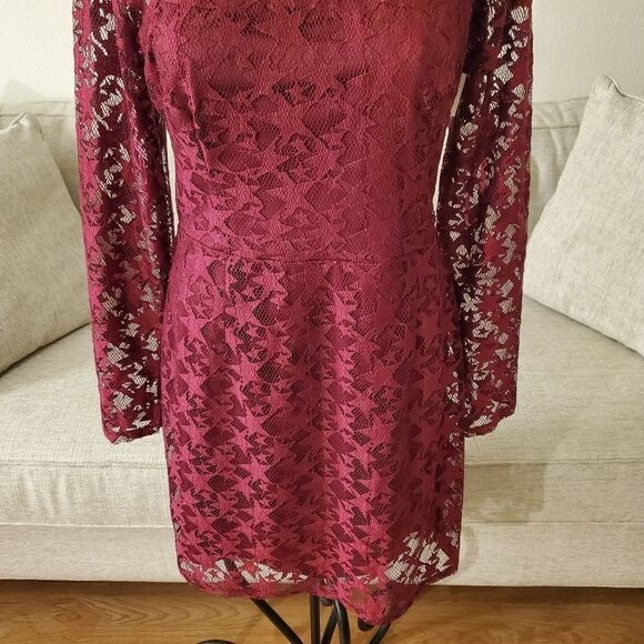 Betsey Johnson Illusion Mock Neck Star Lace Dress - Picture 5 of 13